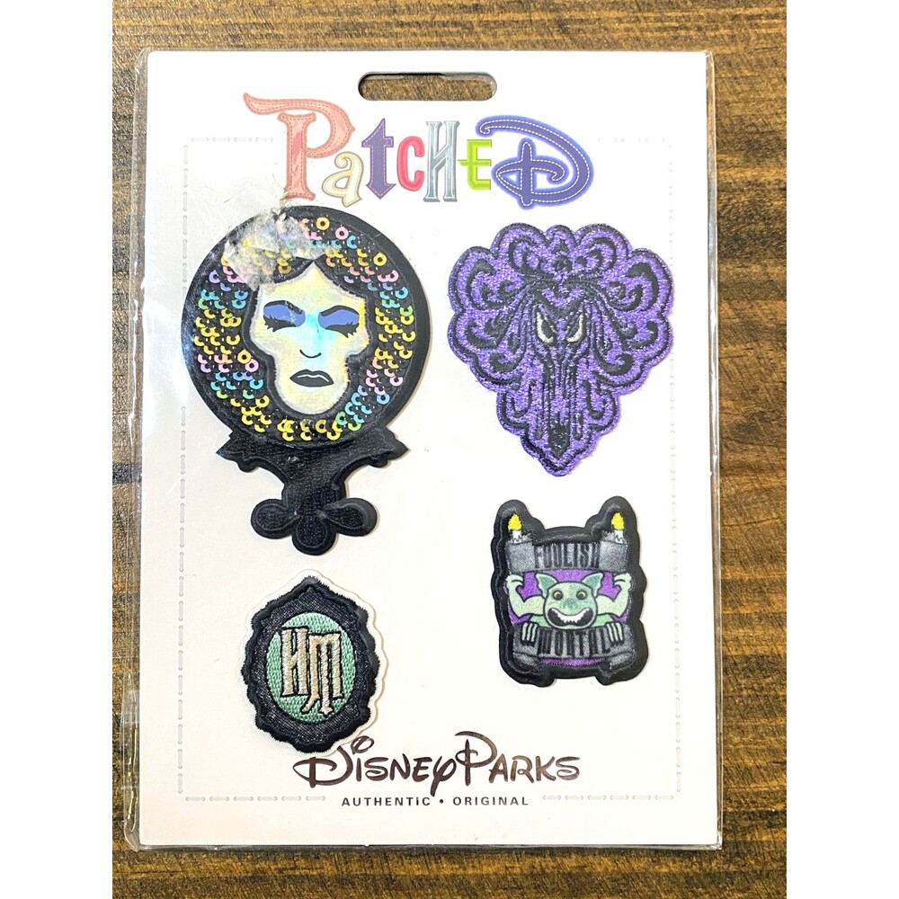 Disney Parks PatcheD Haunted Mansion Embroidered Sequins Patch Set of 4 New!